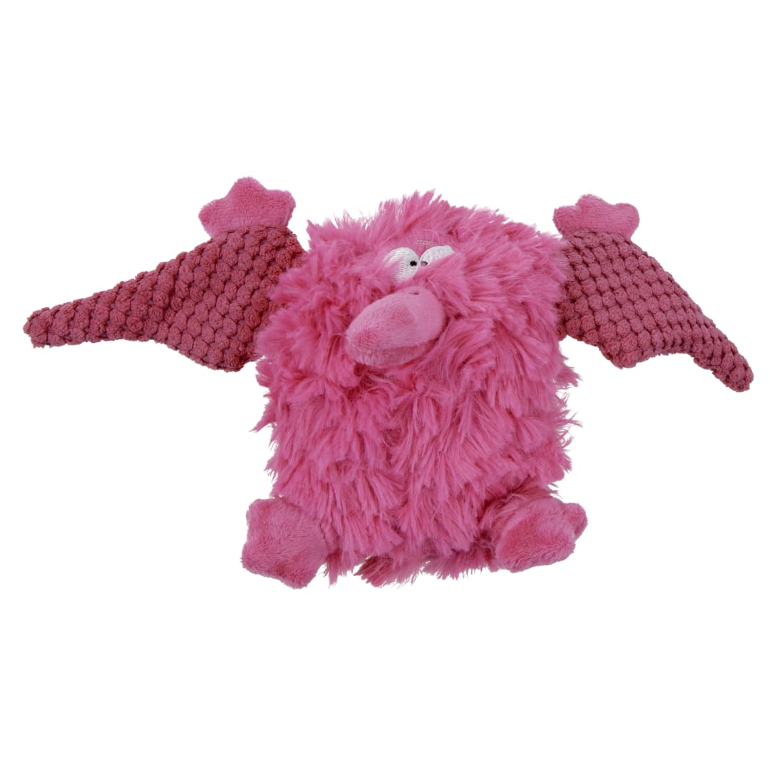 goDog PlayClean Pterodactyl Squeaky Plush Dog Toy with Odor-Eliminating Essential Oils With Chew Guard Technology, Pink, Large
