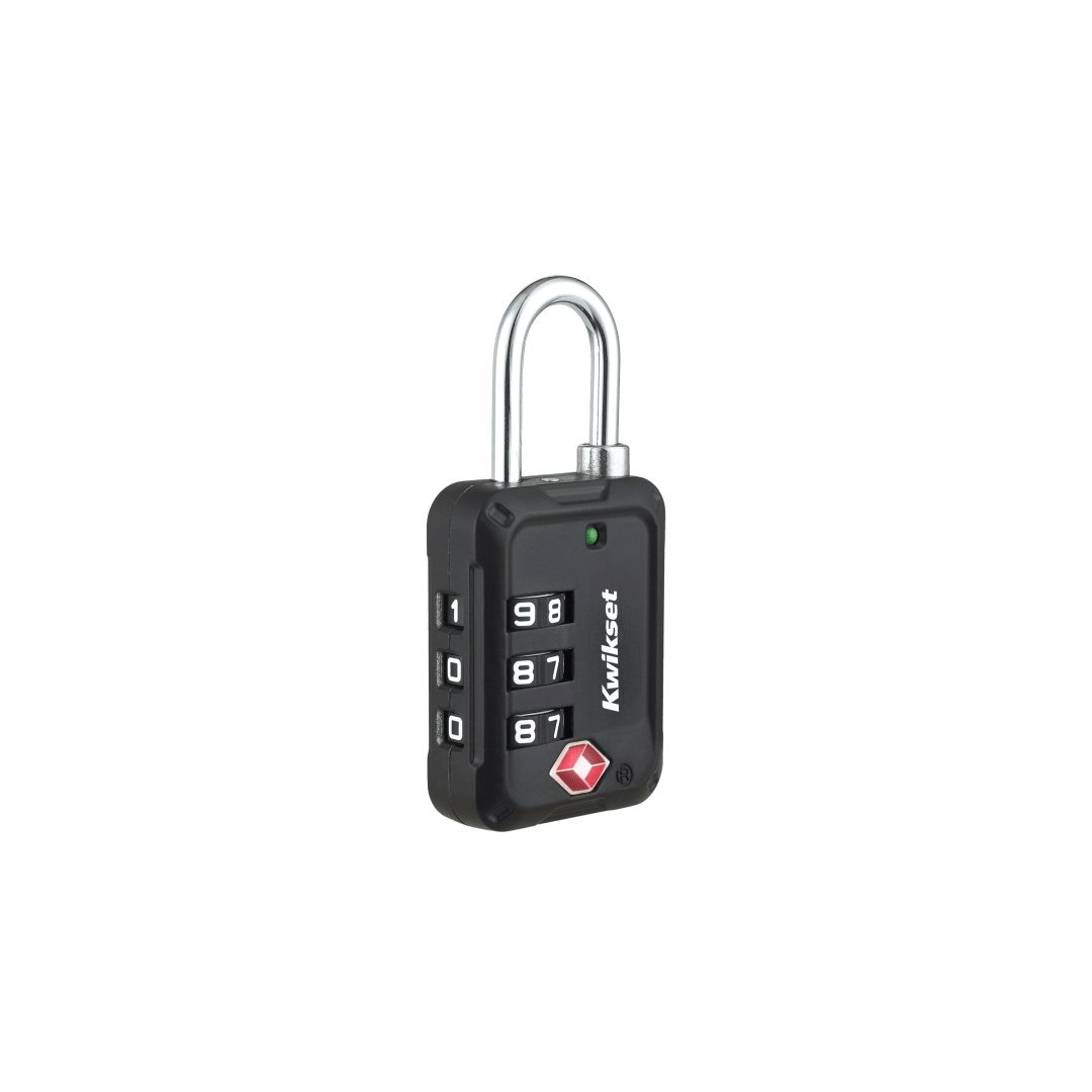 Kwikset TSA Approved Combination Luggage Lock, 3-Digit, 1-3/16 in Body, 1 Pack, Black