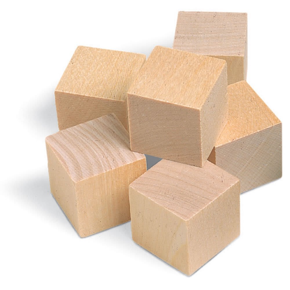 CUBES, WOOD, PLAIN 1" PK/100