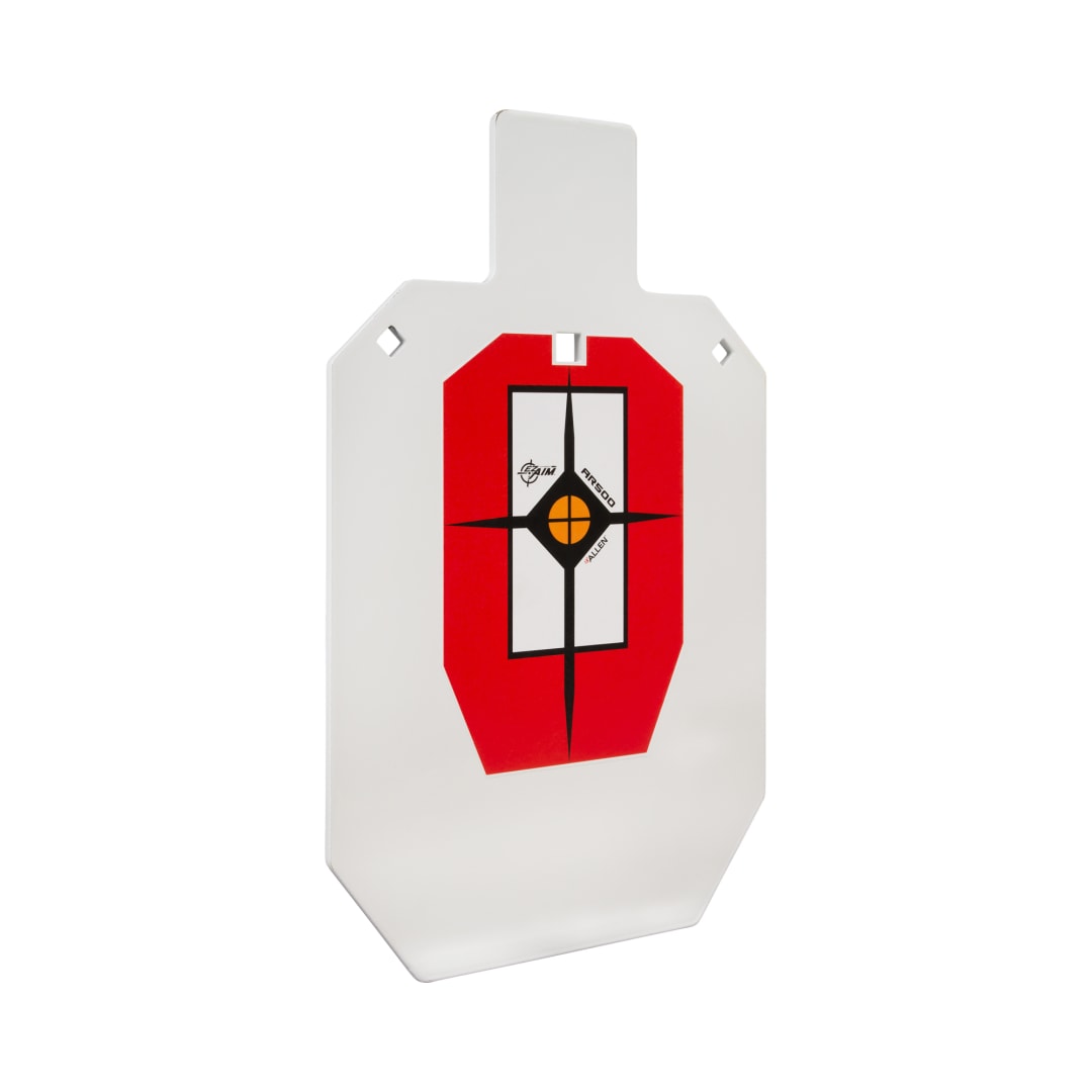 EZ Aim® Hardrock AR500 IPSC Silhouette Shooting Target, 9"W x 14.875H", White/Red/Black