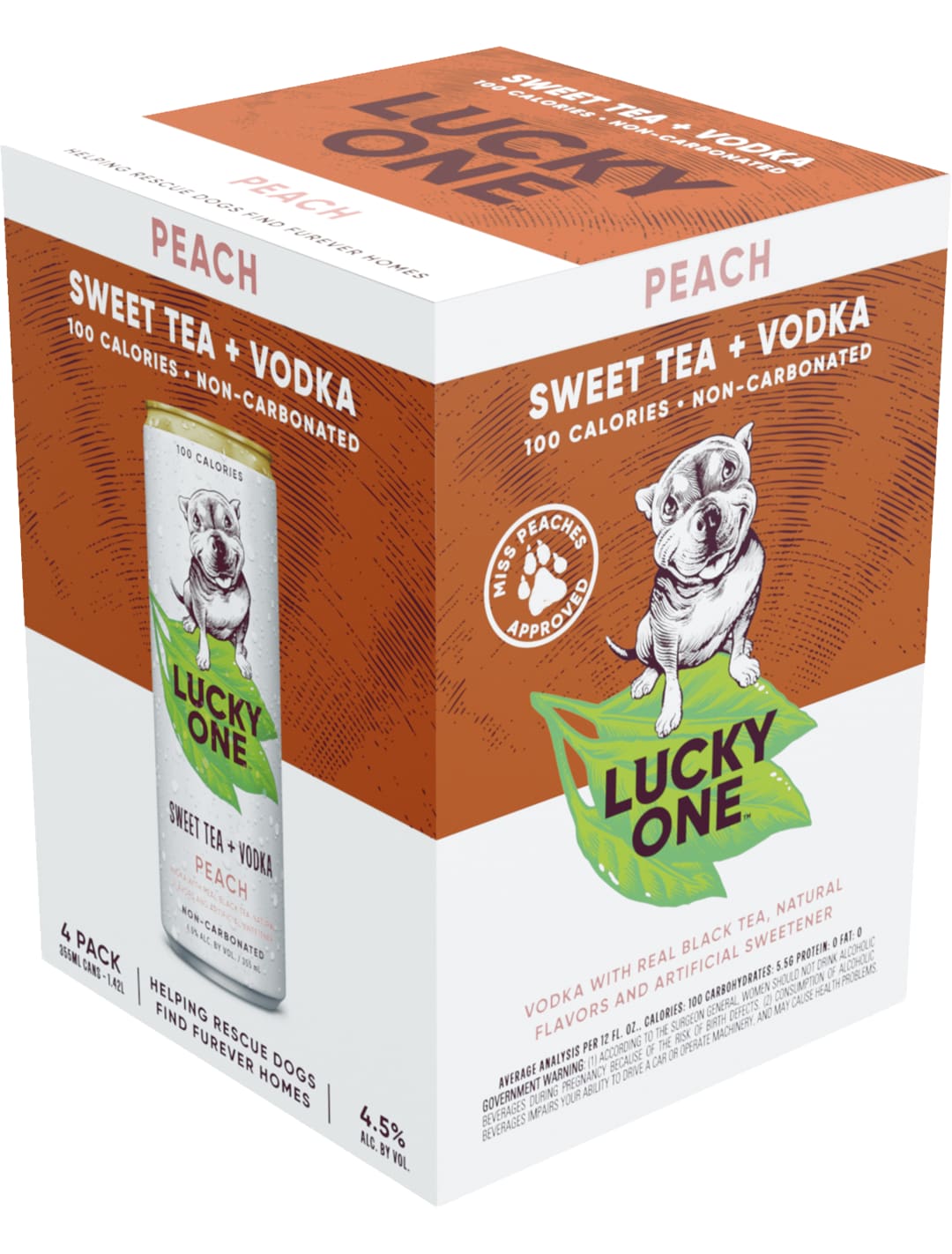 Lucky One Sweet Tea and Vodka Peach 4 Pack 355ml Cans