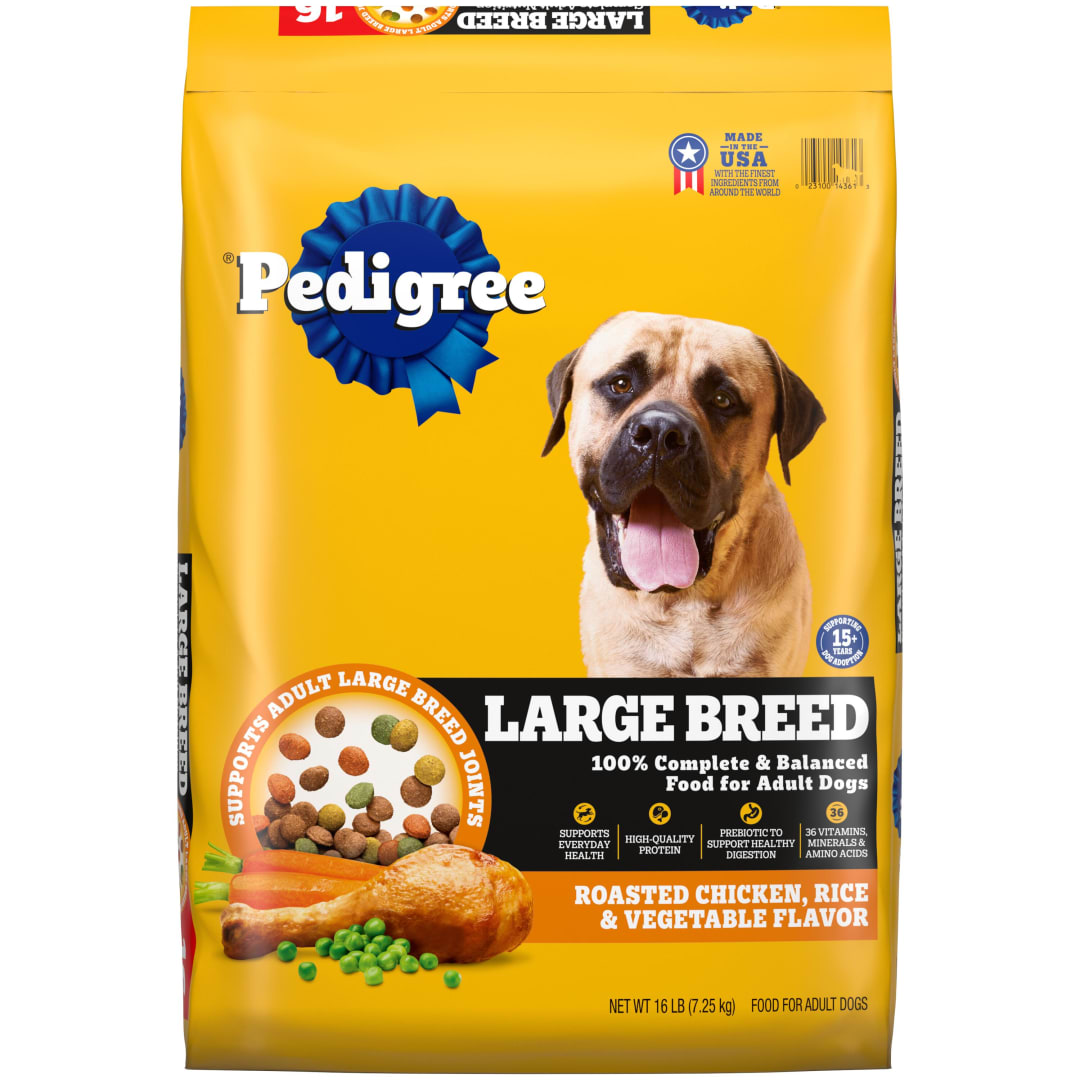 Pedigree Large Breed, Roasted Chicken, Rice and Vegetable Flavor Dry Dog Food, 16 lb Bag