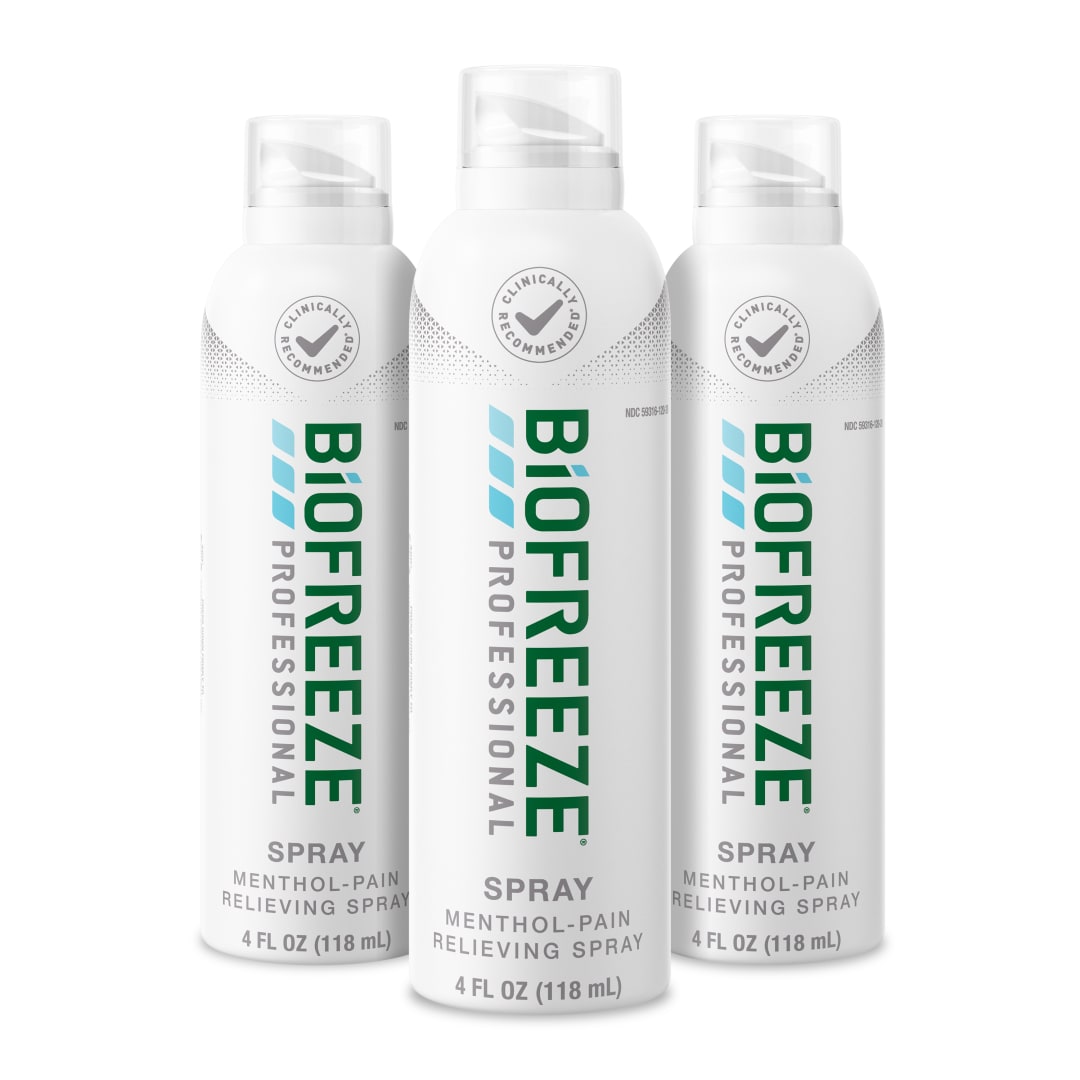 Biofreeze Professional Pain Relief Spray, 4 oz. Aerosol Spray, Colorless, Pack of 3
