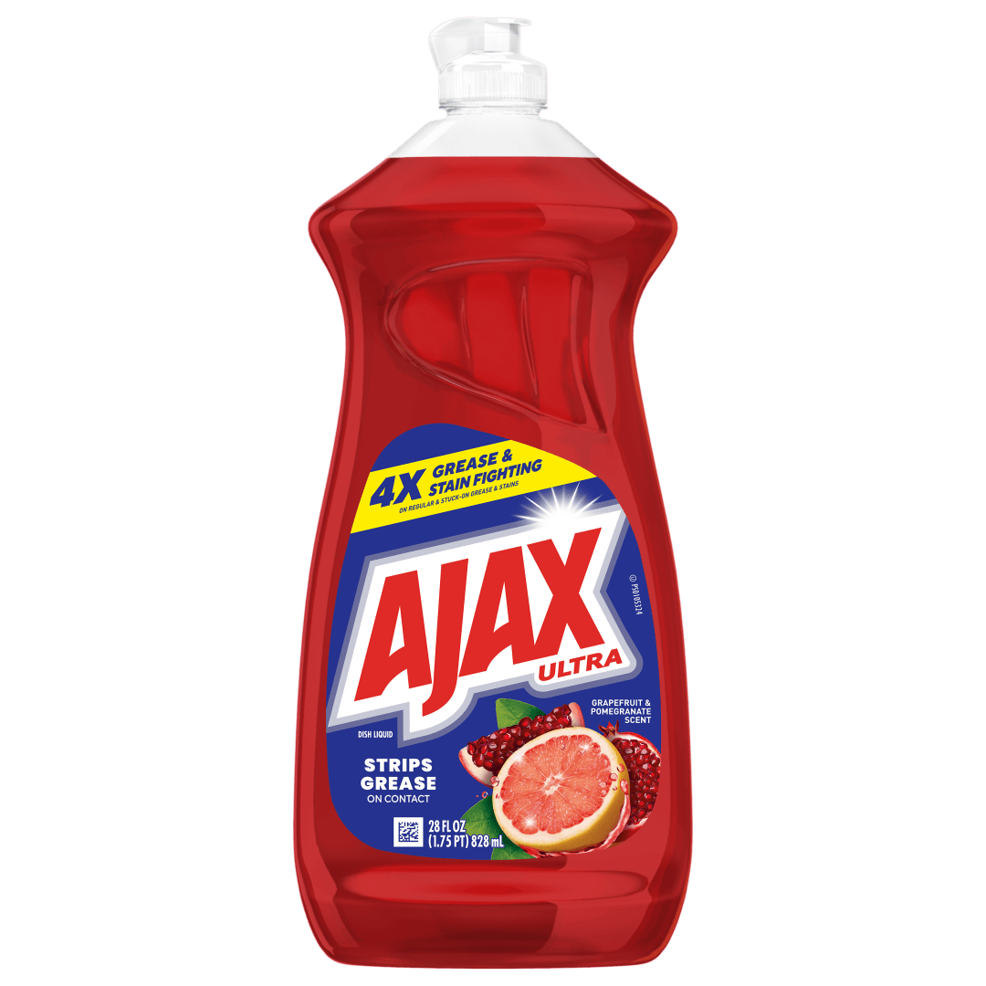 Ajax Ultra Liquid Dish Soap, Strips Grease, Mess-Free, Easy-Flip Cap, Grapefruit Scent, 28 fl oz