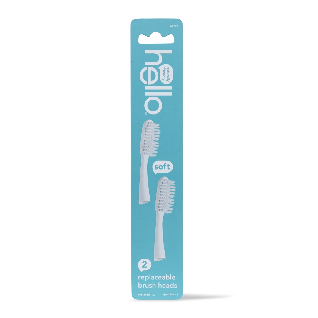 hello Sustainable Blue Toothbrush Replacement Head Refills, Twin Pack, Soft Tapered Bristles, BPA Free