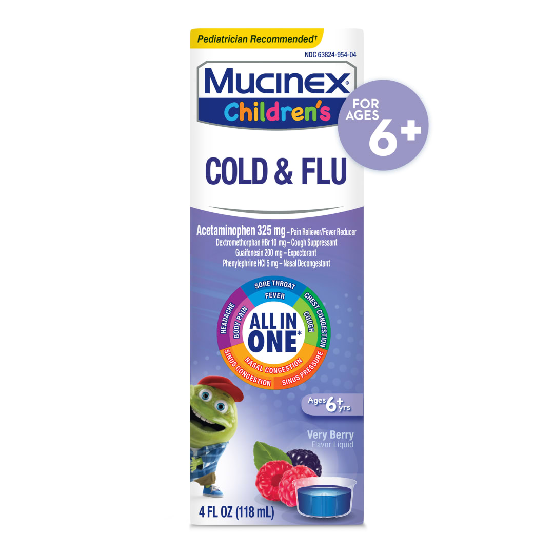 MUCINEX® Children`s Liquid Cold & Flu - Very Berry 6/4 oz.
