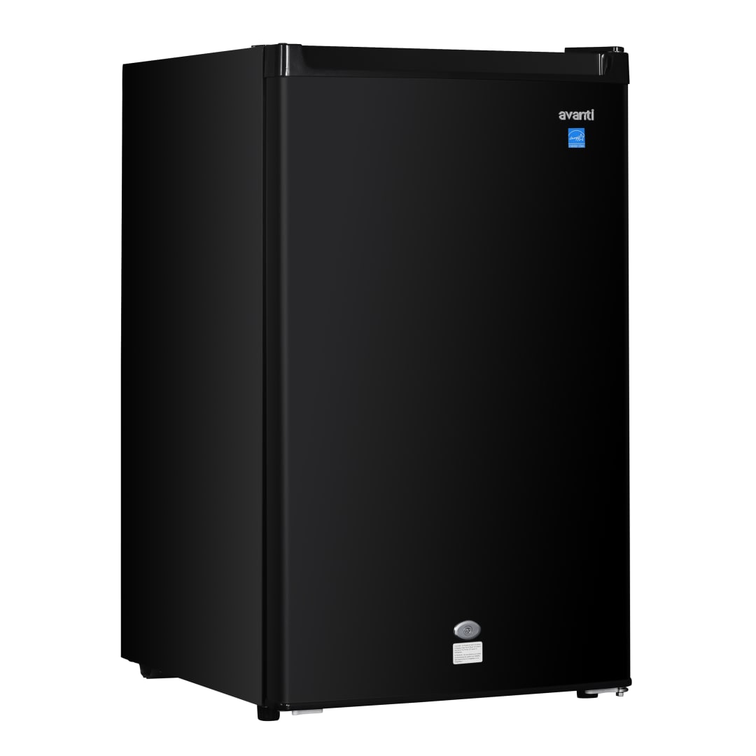 Avanti Compact Refrigerator with Reversible Door and Adjustable Glass Shelves, 4.4 cu. ft., in Black (AR4446B)