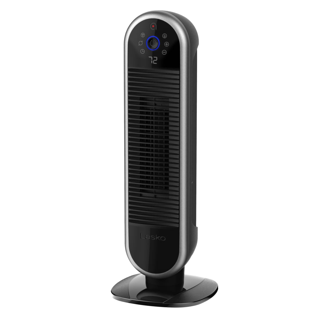 Lasko 22" Smart Oscillating Tower Heater Powered by Aria™, Black