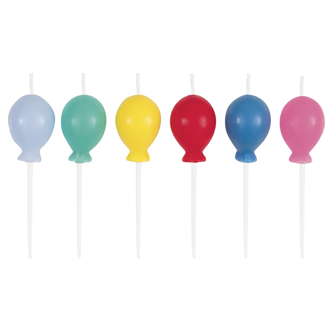 Assorted Balloon-Shaped Pick Birthday Candles, 6ct
