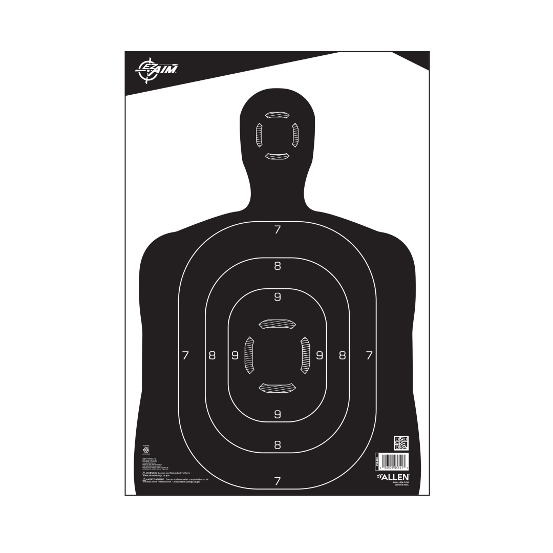 EZ Aim® Silhouette Paper Shooting Targets, 12.5"W x 18.25"H, 100-Pack, Black/White
