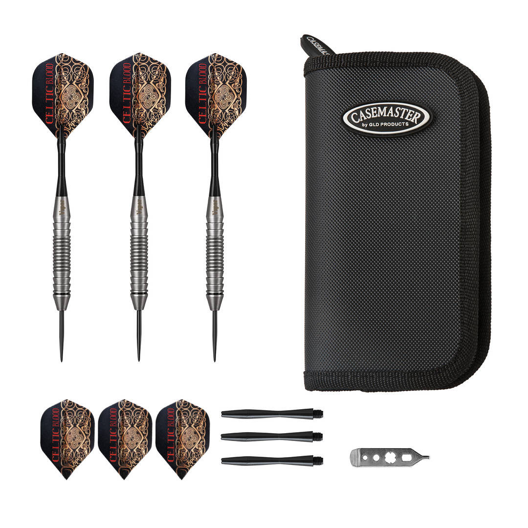 Viper Celtic Blood 22 Gram Steel Tip Darts & Casemaster Deluxe Black Dart Case
