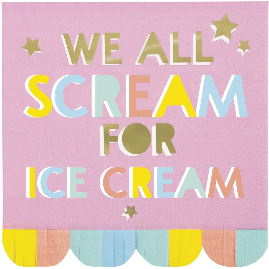 Pastel Ice Cream Fringe Luncheon Napkins, 16ct - Foil Stamping