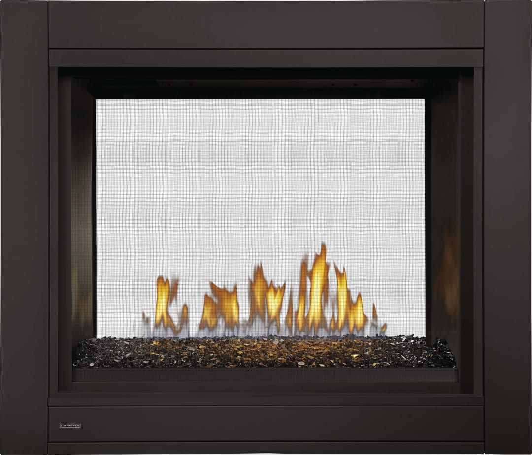 CBHD4 Binaire Évactuation Directe Foyer avec braises de verre, Gaz Naturel, Allumage électronique alternatif