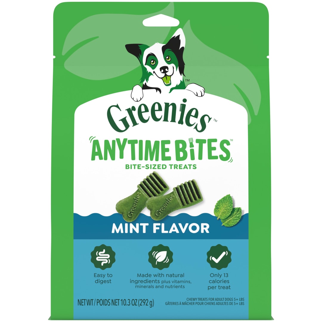 GREENIES ANYTIME BITES Dog Treats, Mint Flavor, 10.3 oz. bag