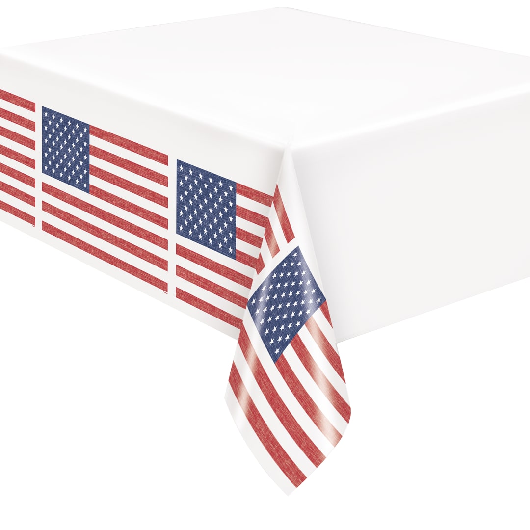 Classic Americana Rectangular Plastic Table Cover, 54" x 84"
