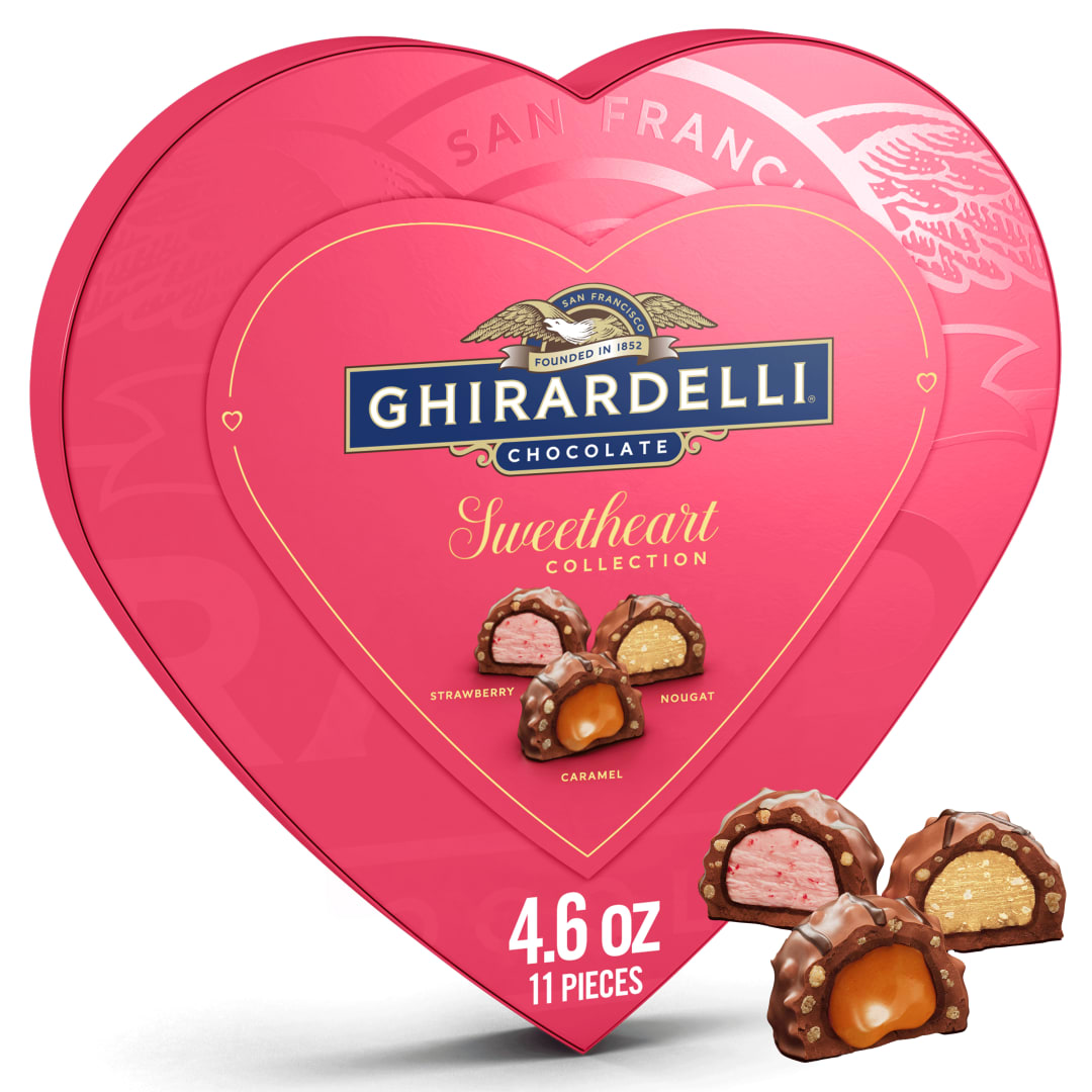 GHIRARDELLI Sweetheart Collection Fine Assorted Chocolates Heart Shaped Box, 4.6 oz