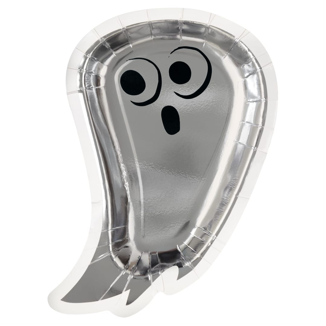 Bats &amp; Boos Halloween Ghost Shaped Dinner Plates, 8ct - Foil Board