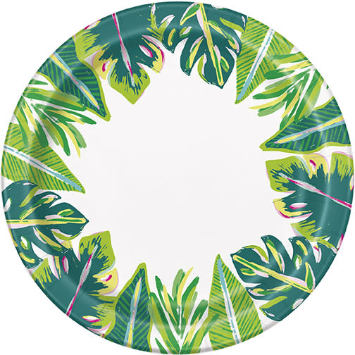 Tropical Leaves Round 7" Dessert Plates, 8ct