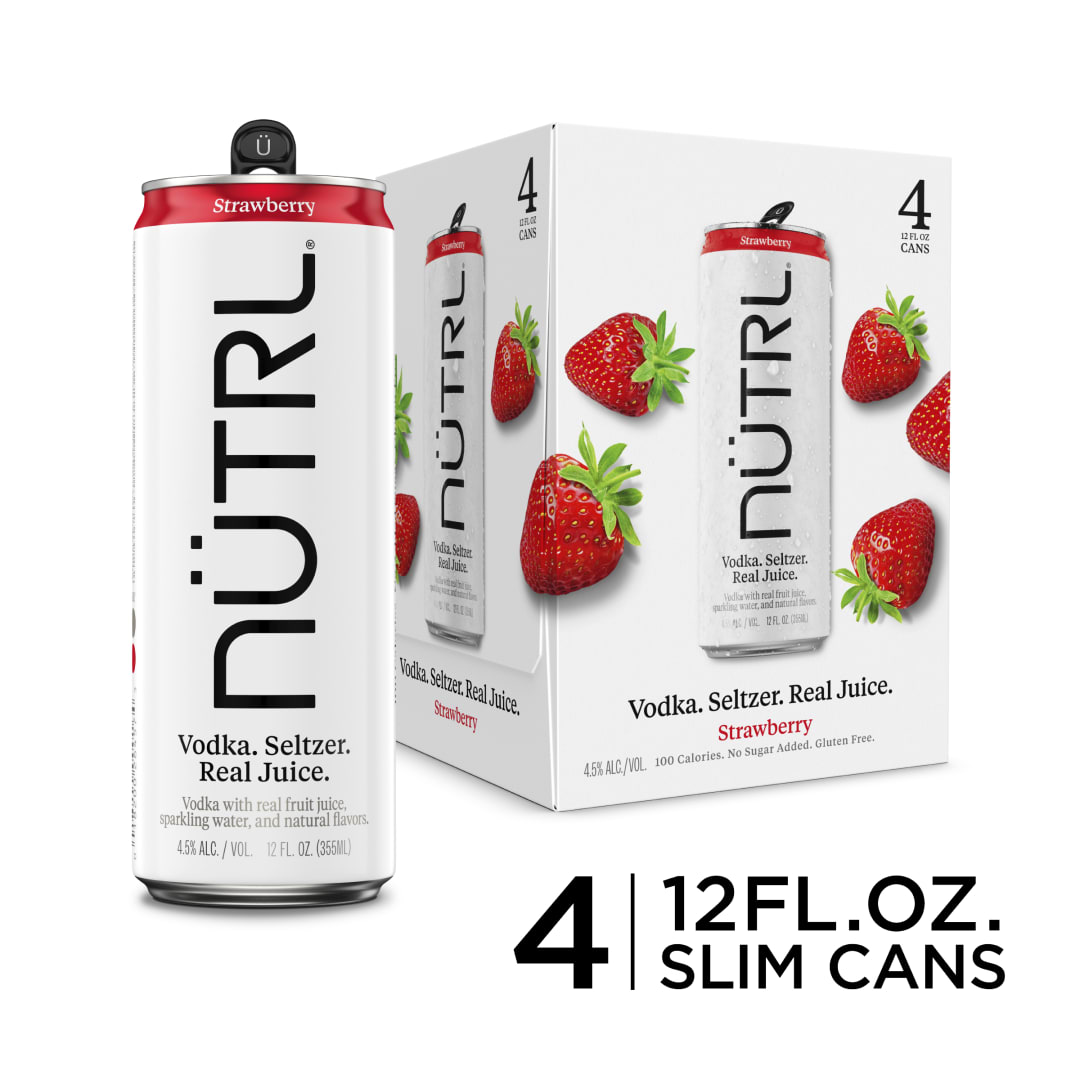 Nutrl Vodka Seltzer Strawberry 4 Pack 12 fl oz Cans
