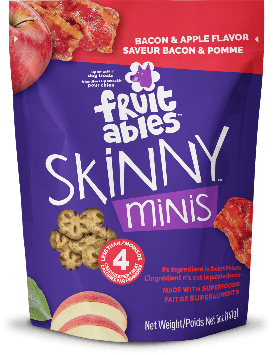 Fruitables Skinny Mini Dog Treats, Apple Bacon, 5 Ounces, Canada Version