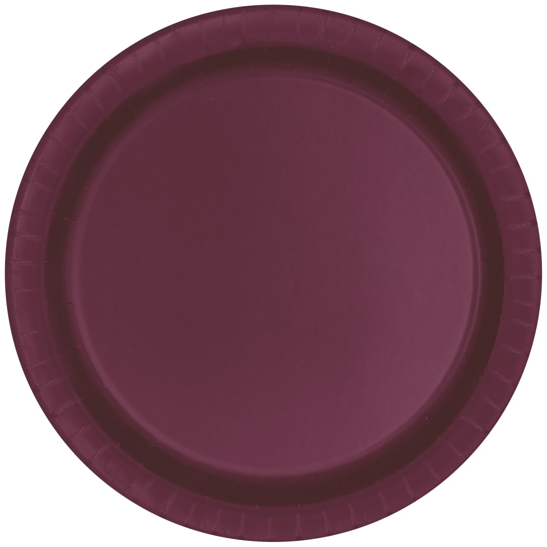 Burgundy Solid Round 9" Dinner Plates, 20ct