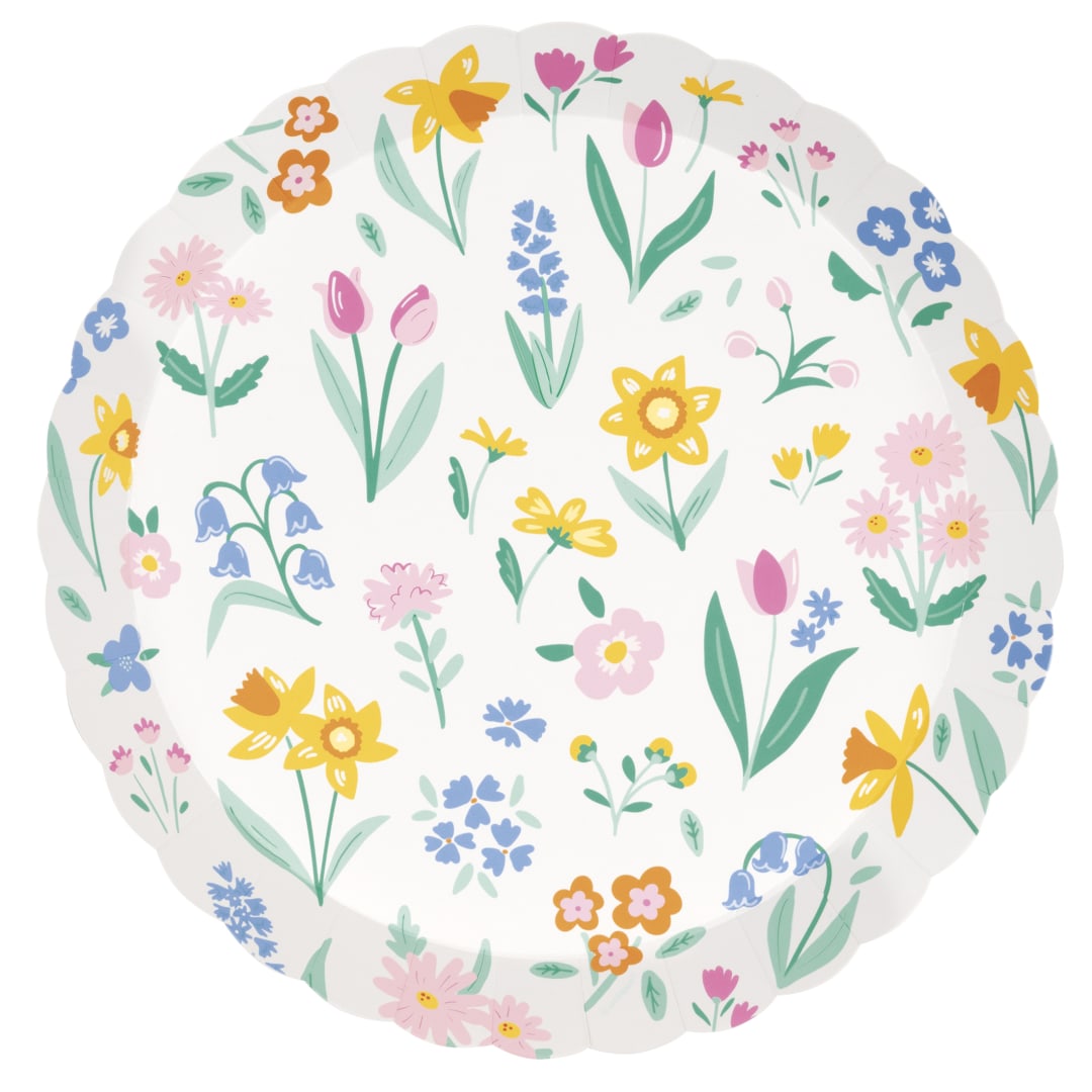 Pastel Spring Scalloped-Edge Round 8.25" Shallow Dessert Plates, 8ct
