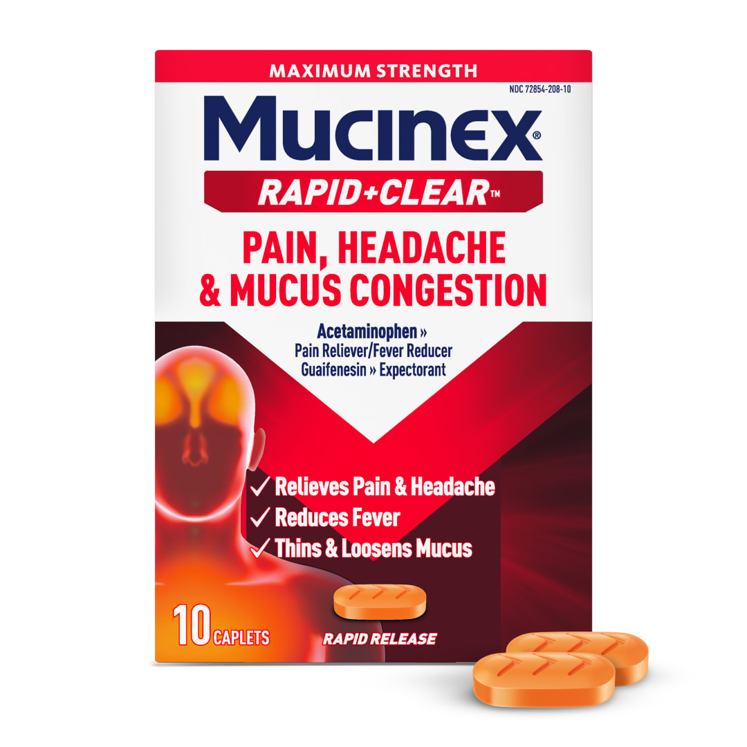 MUCINEX® Rapid Clear® Pain, Headache & Mucus Congestion Caplets - 24/10 ct.