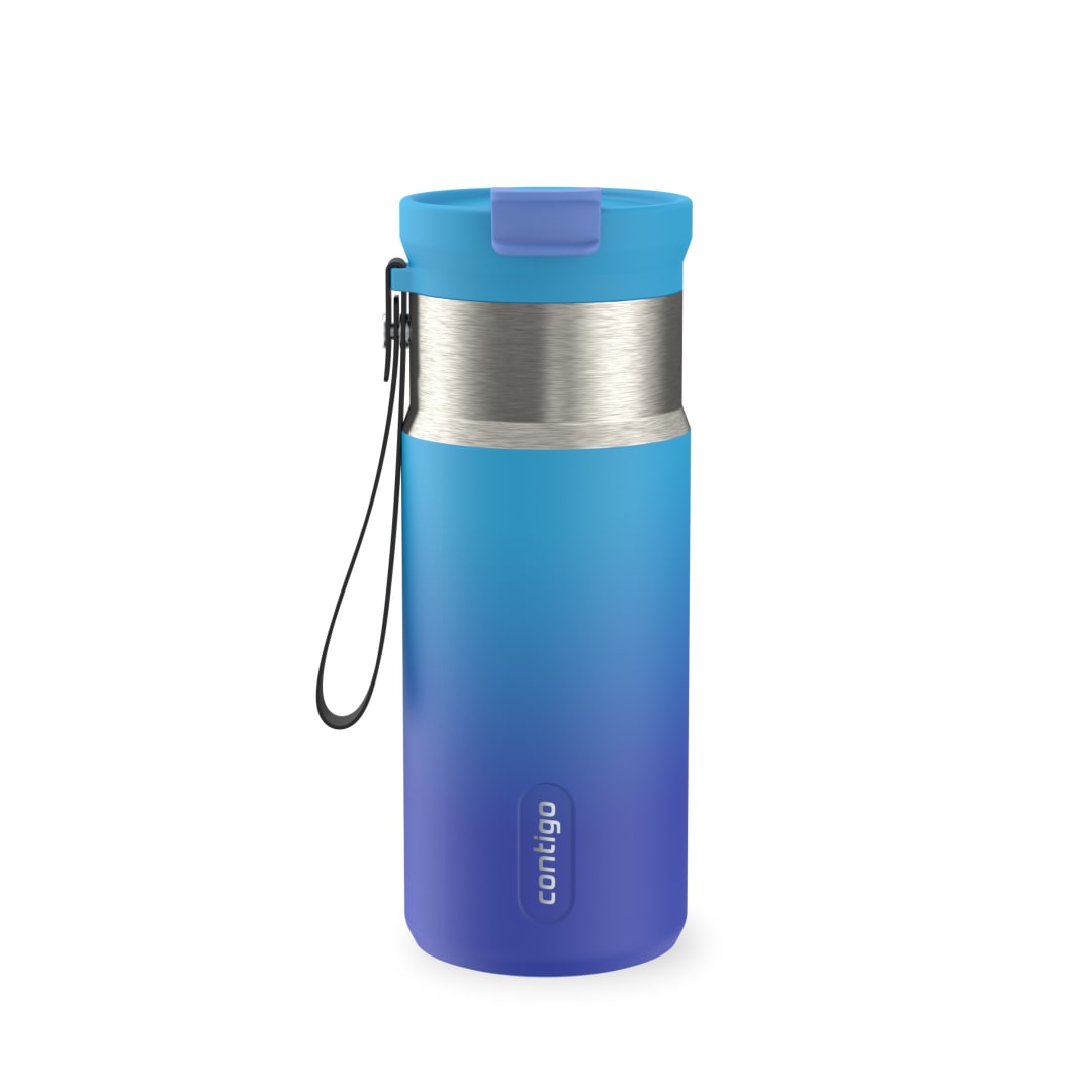 Contigo DualSip Insulated Stainless Steel Water Bottle with 2-Way Lid and Carrying Strap, 16 oz (473 ml)