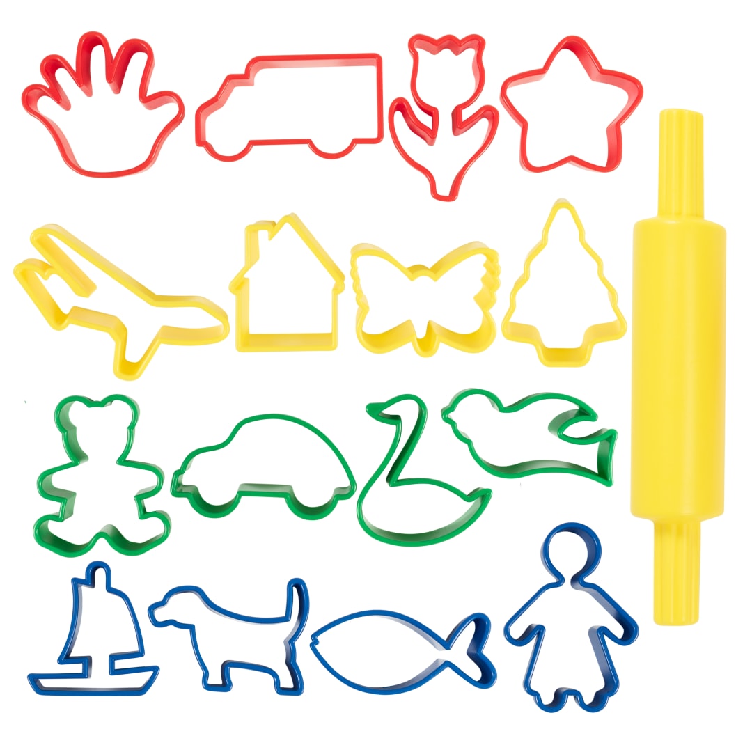 Dough Roller and Cutters - Set of 17