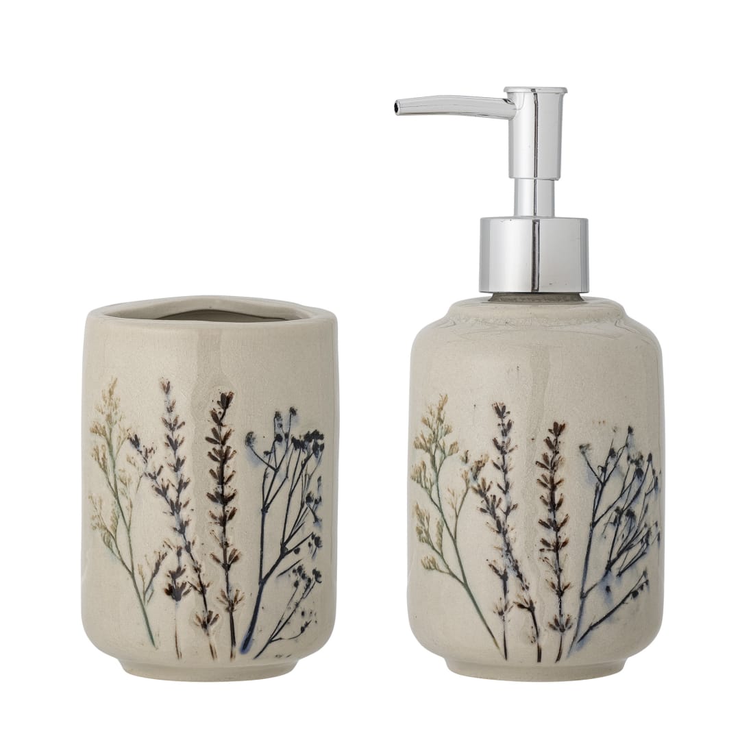 82055045 - Bea Soap Dispenser Set, Nature, Stoneware STOCK: 294