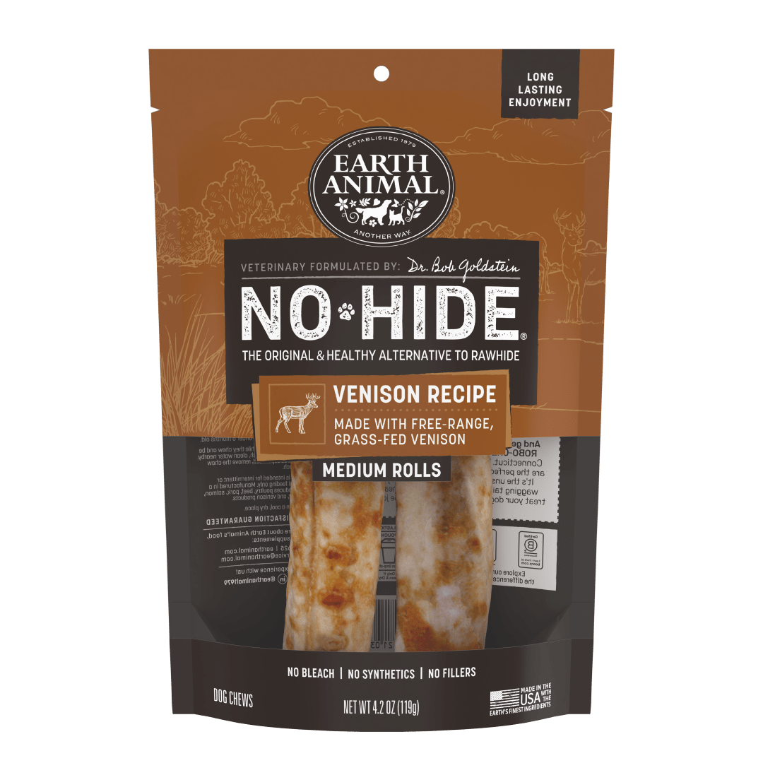 Earth Animal No-Hide Rolls Venison Recipe Medium Dog Chews, 2 Pack