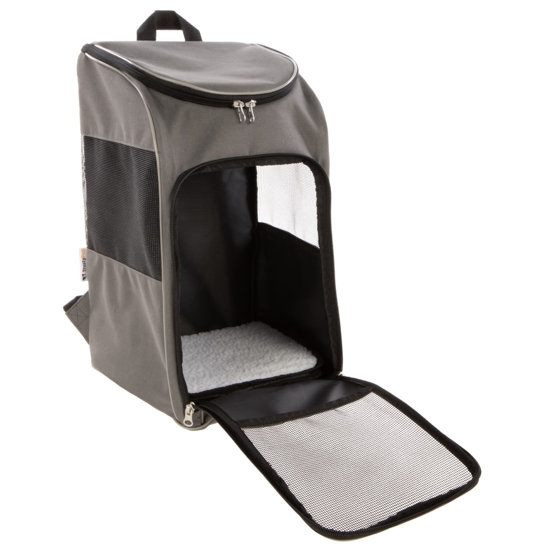 TrustyPup Travel Pet Backpack Carrier, Gray, Medium, Backpack Dog Carrier for Small Dogs and Cats, Designed for Everyday Comfort and Travel