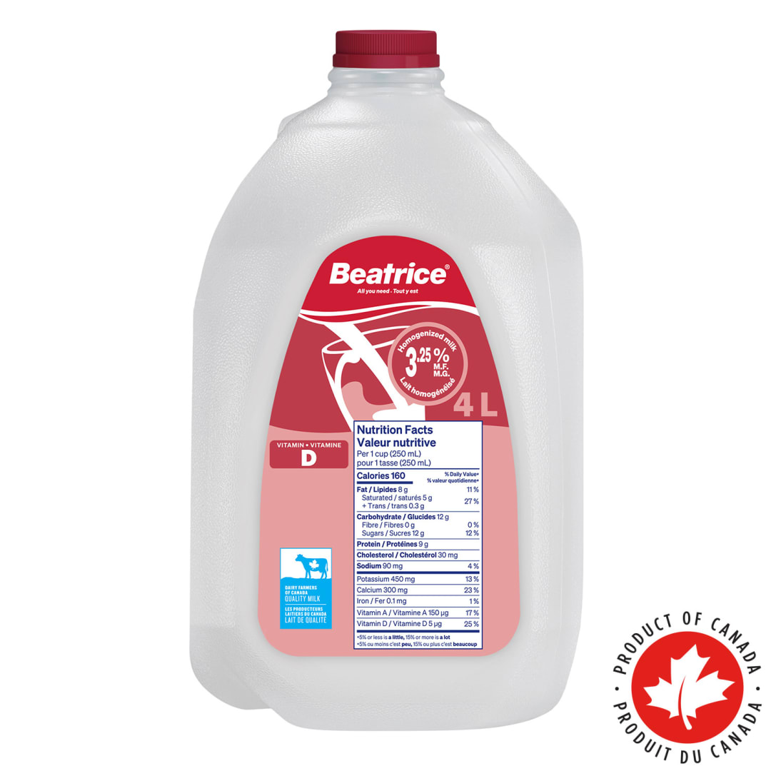 Beatrice Homogenized Milk 3.25%, 4L