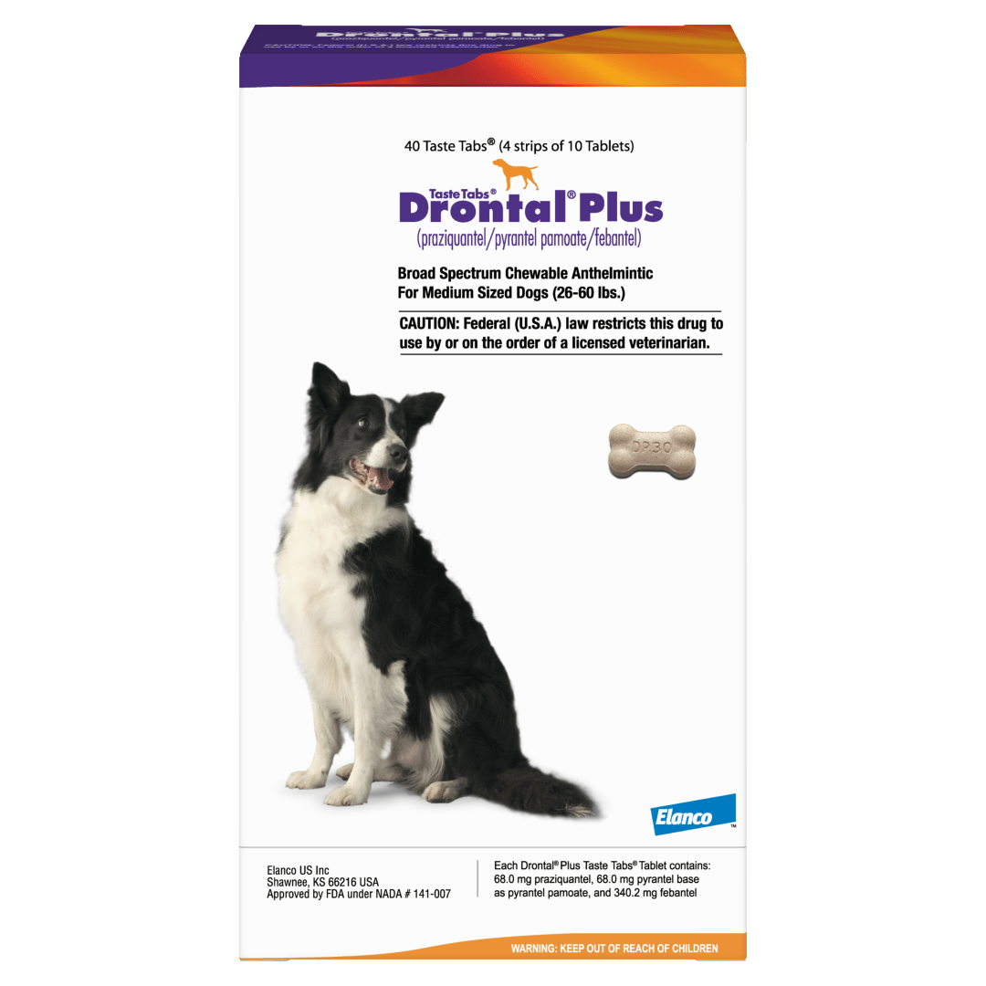 Drontal Plus Taste Tabs for Medium Sized Dogs: 26-60 lbs., 40 Count