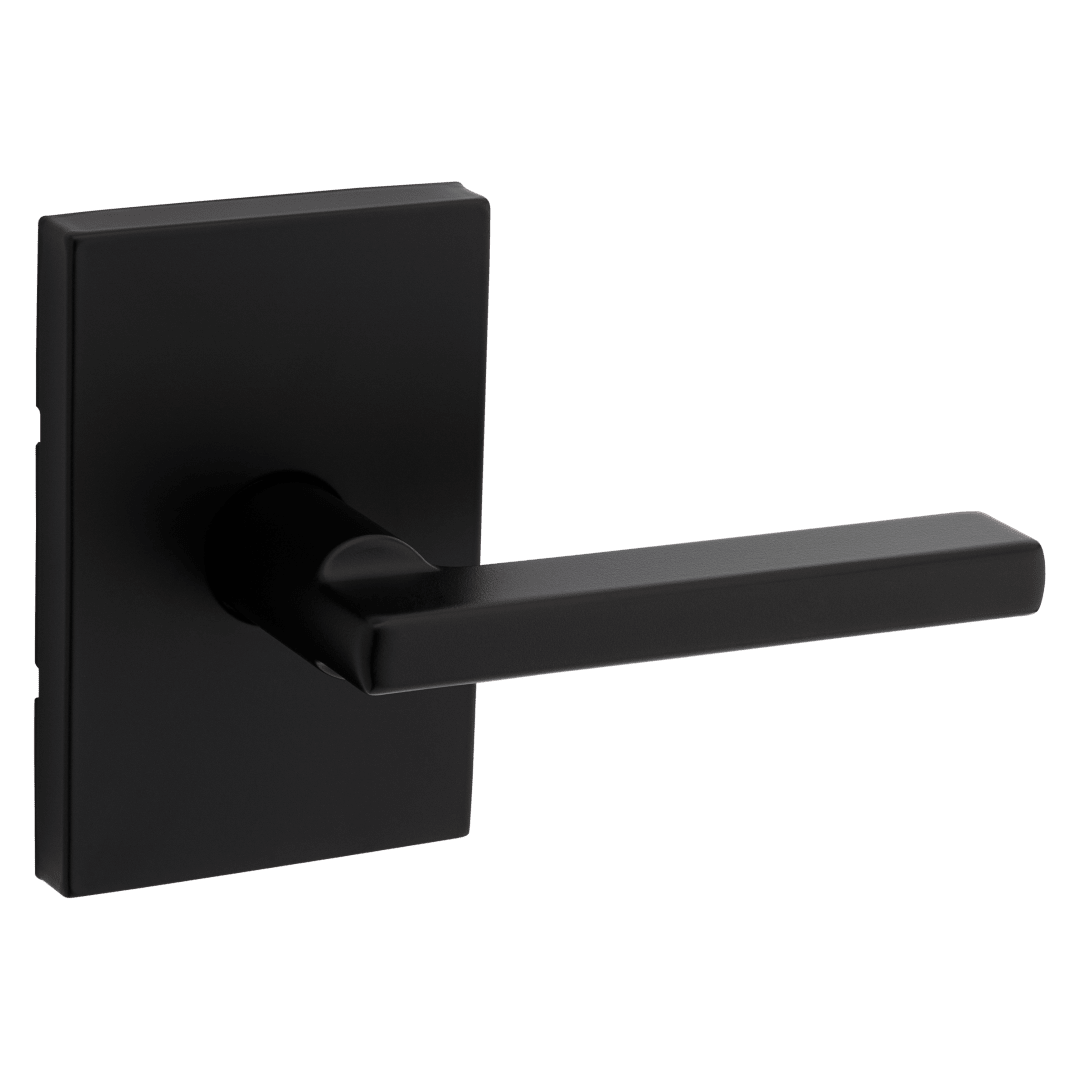 Halifax Hall/Closet Lever w/ Rectangular Rose in Matte Black