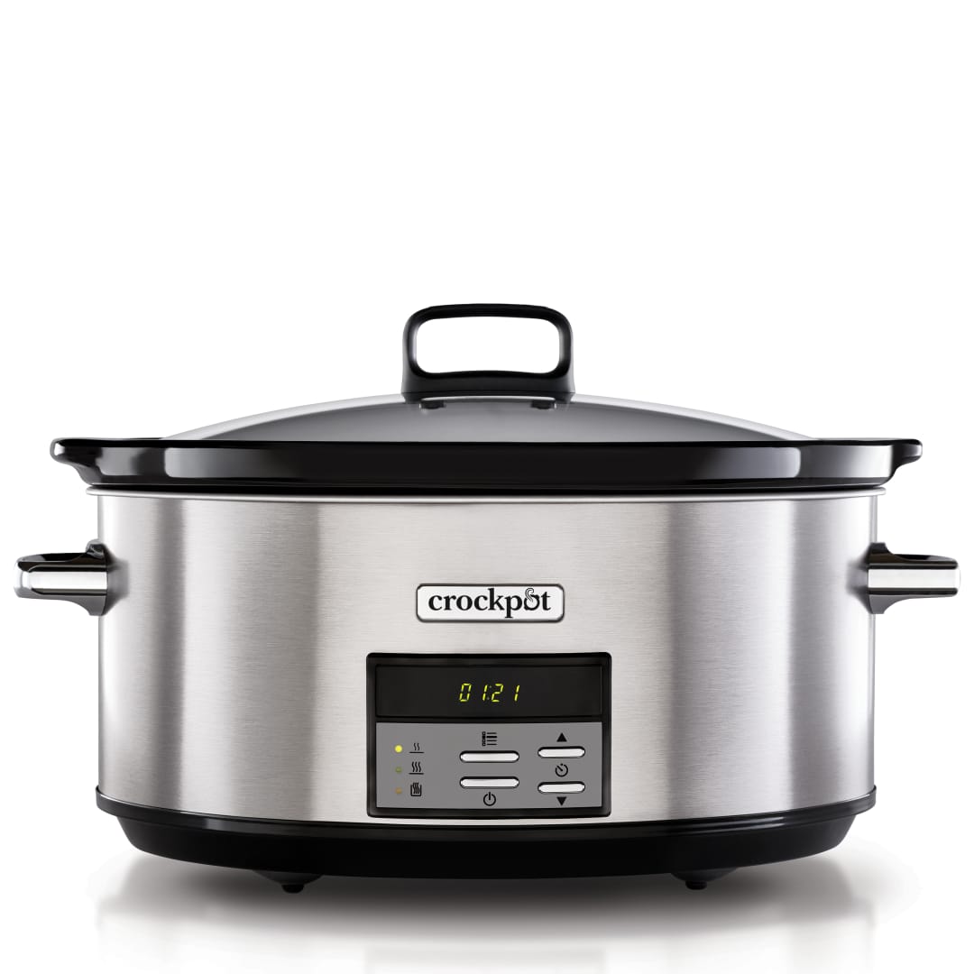 Crockpot Olla de Coccin Lenta Digital 7,5 L (Ms de 10 Personas) | Con Recipiente Apto para el Horno | Apta para Lavavajillas | Acero Inoxidable [CSC063X]