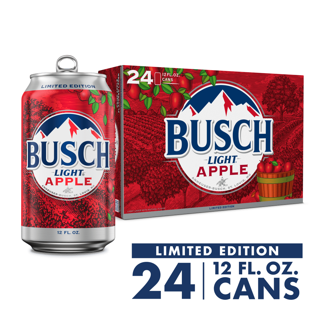Busch Light Apple American Lager Beer 24 Pack, 12 fl oz Cans