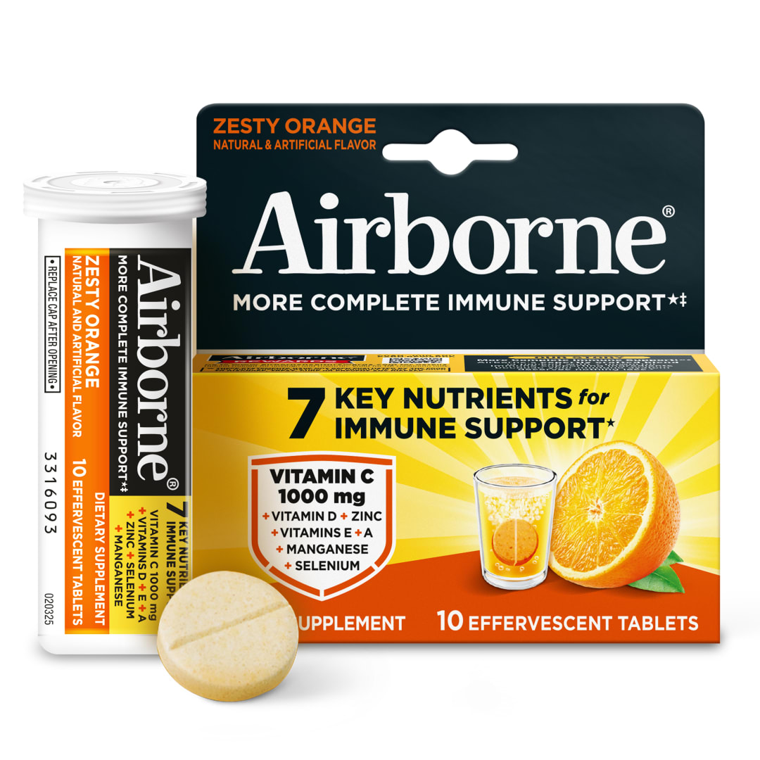 AIRBORNE® Effervescent Tablets - Zesty Orange 72/10 ct. (Tube)