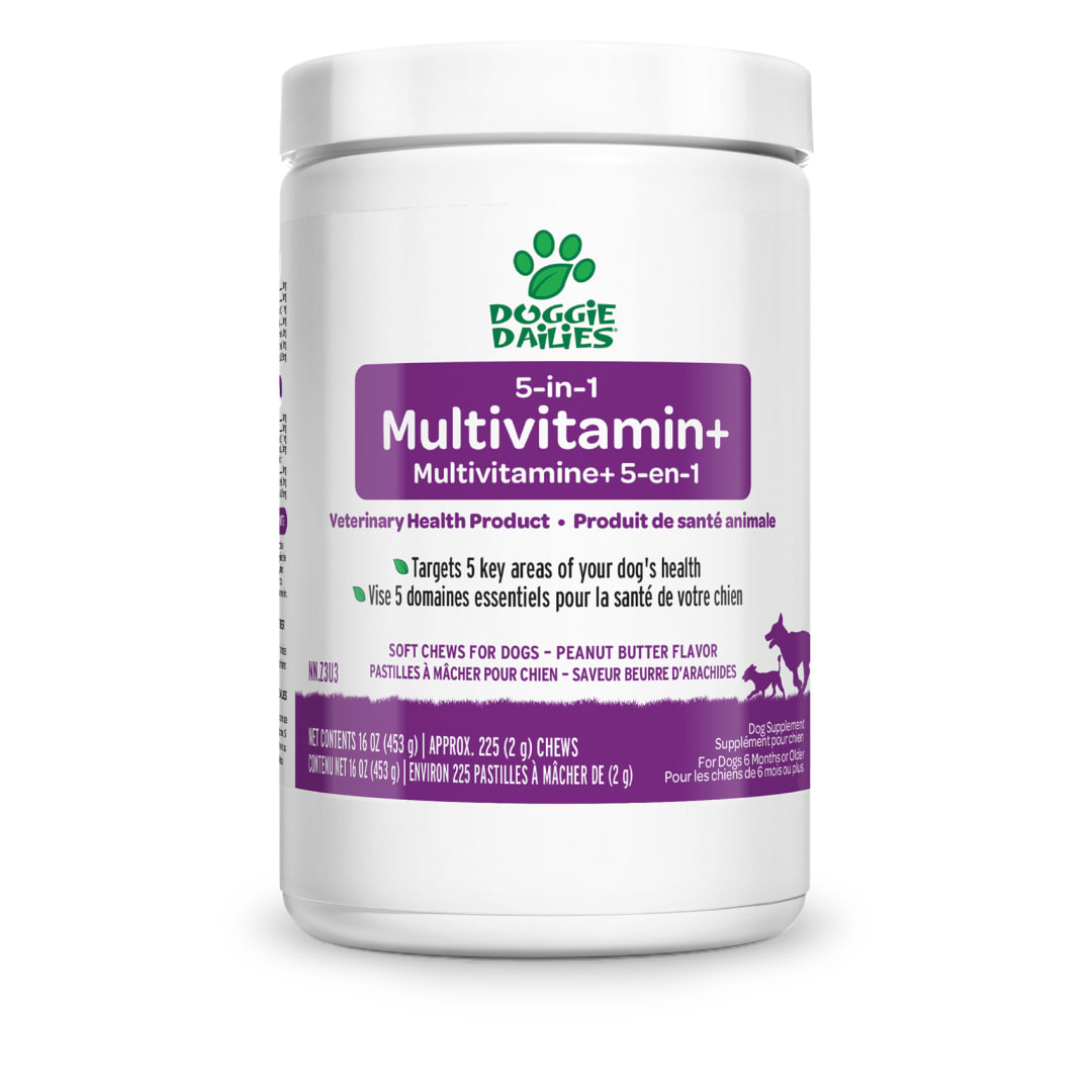 Doggie Dailies 5 in 1 Multivitamin - 225 Soft Chews - Peanut Butter Flavor - 16 oz