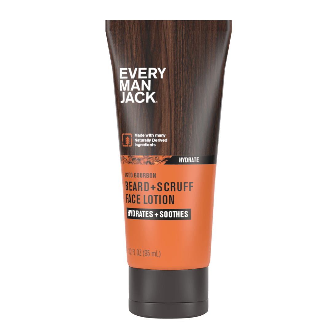 Every Man Jack Aged Bourbon Beard + Scruff Face Lotion for Men, Naturally Derived, 3.2 oz