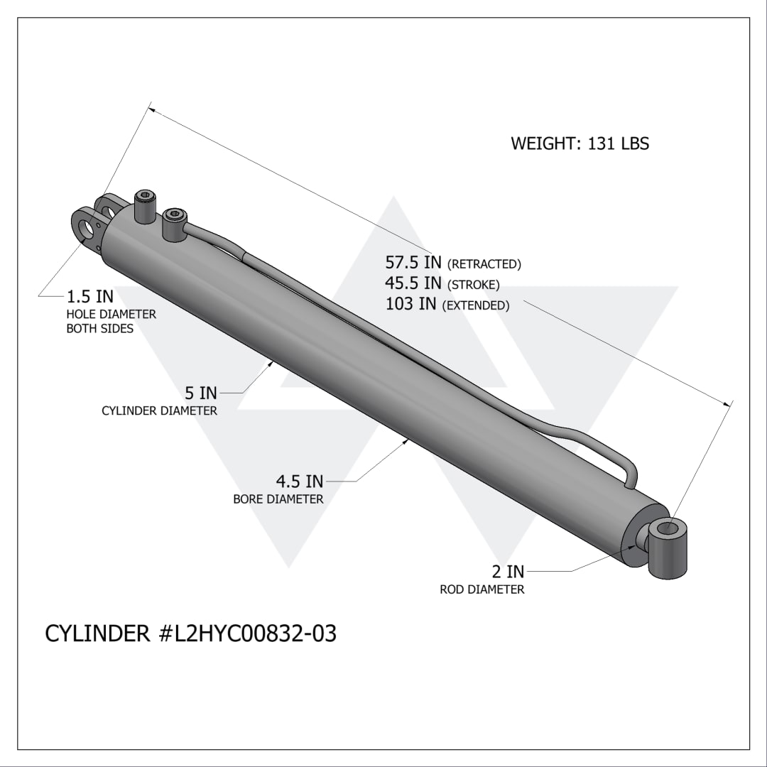 Wastebuilt® Replacement for Labrie Cylinder Arm, (4.5" X 2" X 45.5")