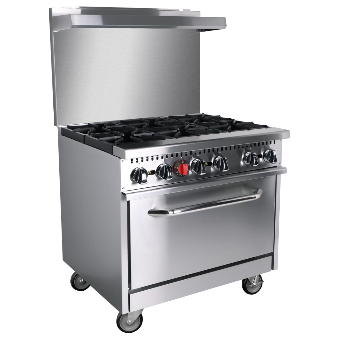 GR-36-LPG - GAS RANGE 36'' 6 BR 210K LPG, Casters