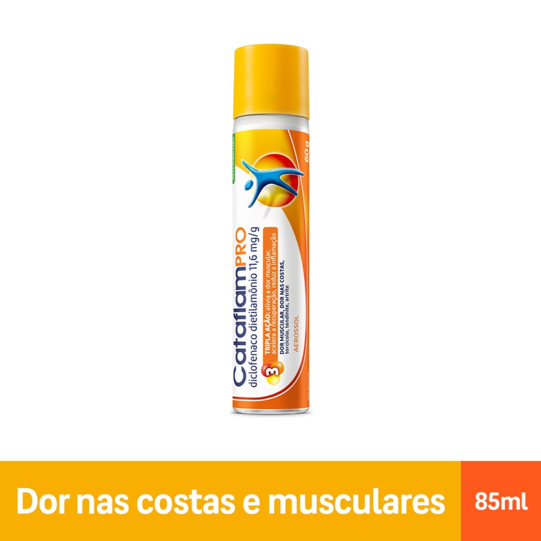 CataflamPRO Tripla Ação Aerossol Analgésico para Tratamento da Inflamação e Dor Muscular com 85ml