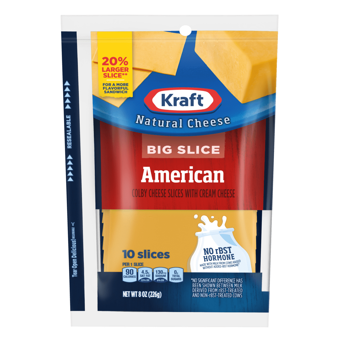 Kraft Big Slice American Cheese Slices Colby Cheese Cream Cheese, 10 ct Pack