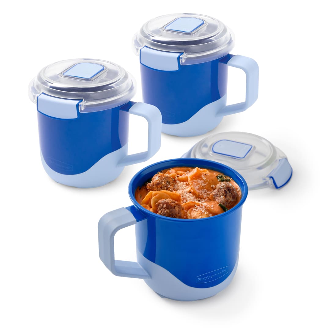 Rubbermaid Pack & Go 660mL Soup Mugs, 3-Pack, 100% Leakproof Meal Prep Containers, Dishwasher-Safe and Microwave-Safe