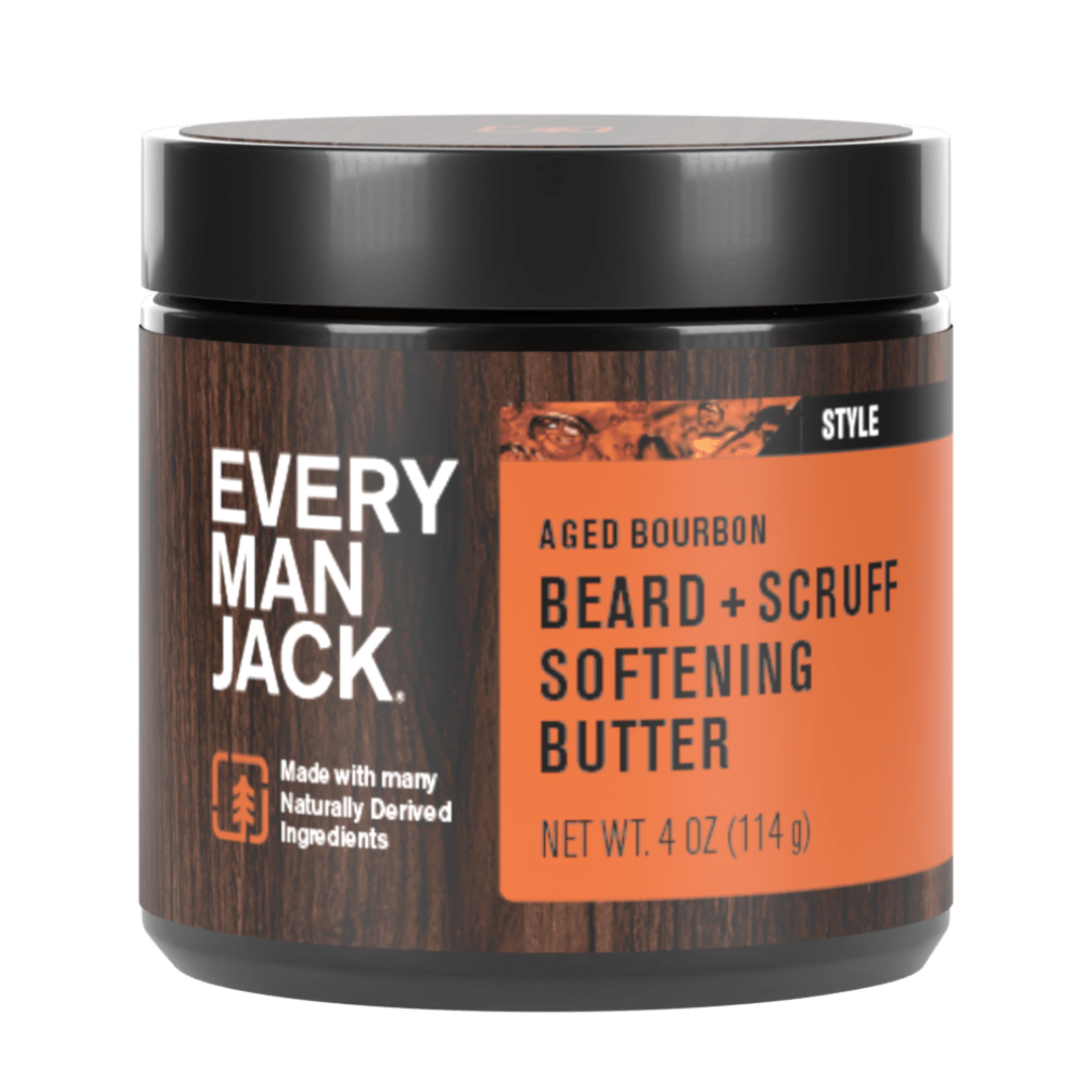 Every Man Jack Aged Bourbon Hydrating Beard + Scruff Softening Butter for Men, Naturally Derived, 4 oz