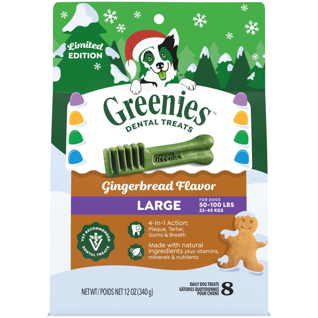 GREENIES Gingerbread Flavor Large Dental Dog Treats, 12 oz. Pack (8 Count)