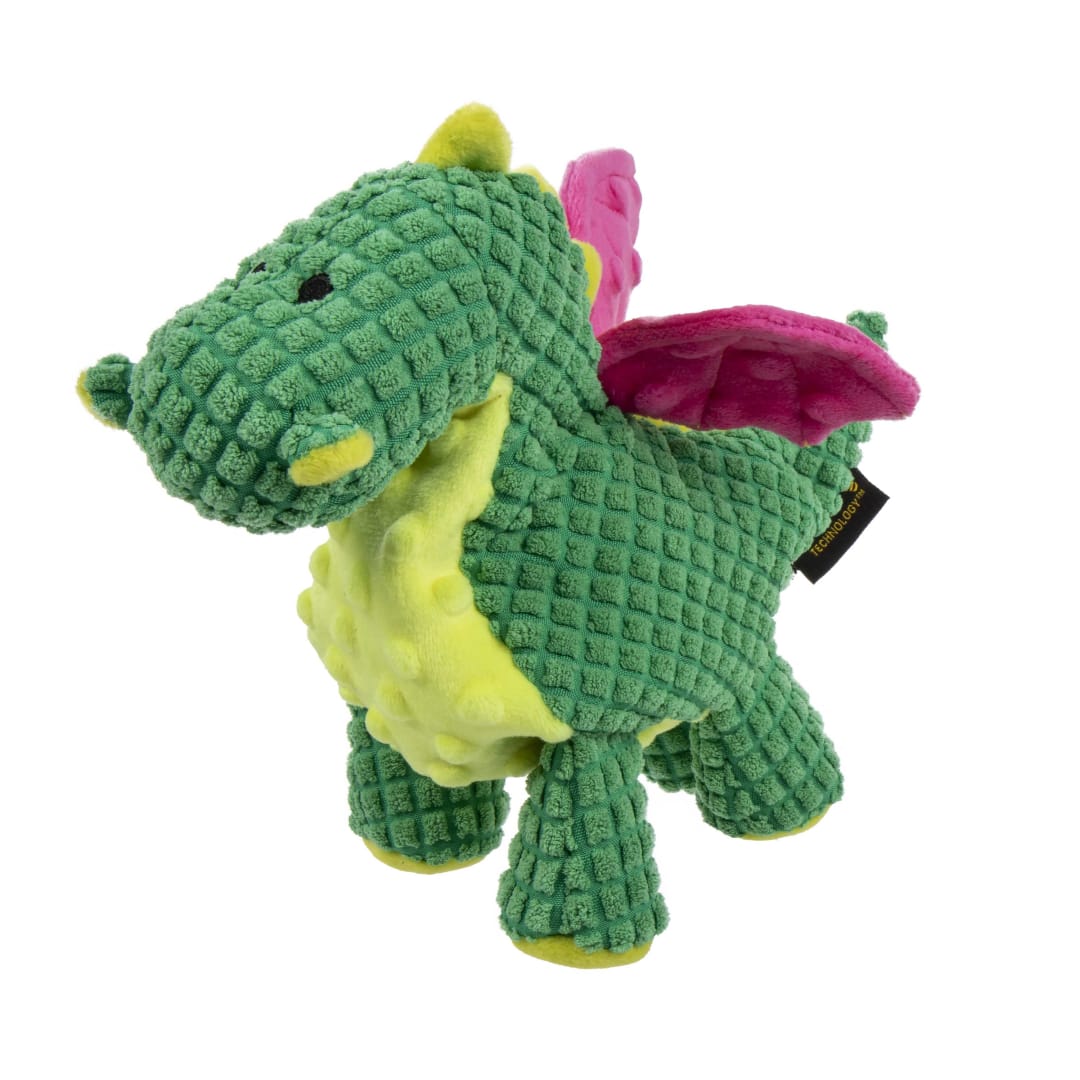 TrustyPup Gentle Giant Dragon Squeaky Plush Dog Toy With Chew Guard, Green, Small