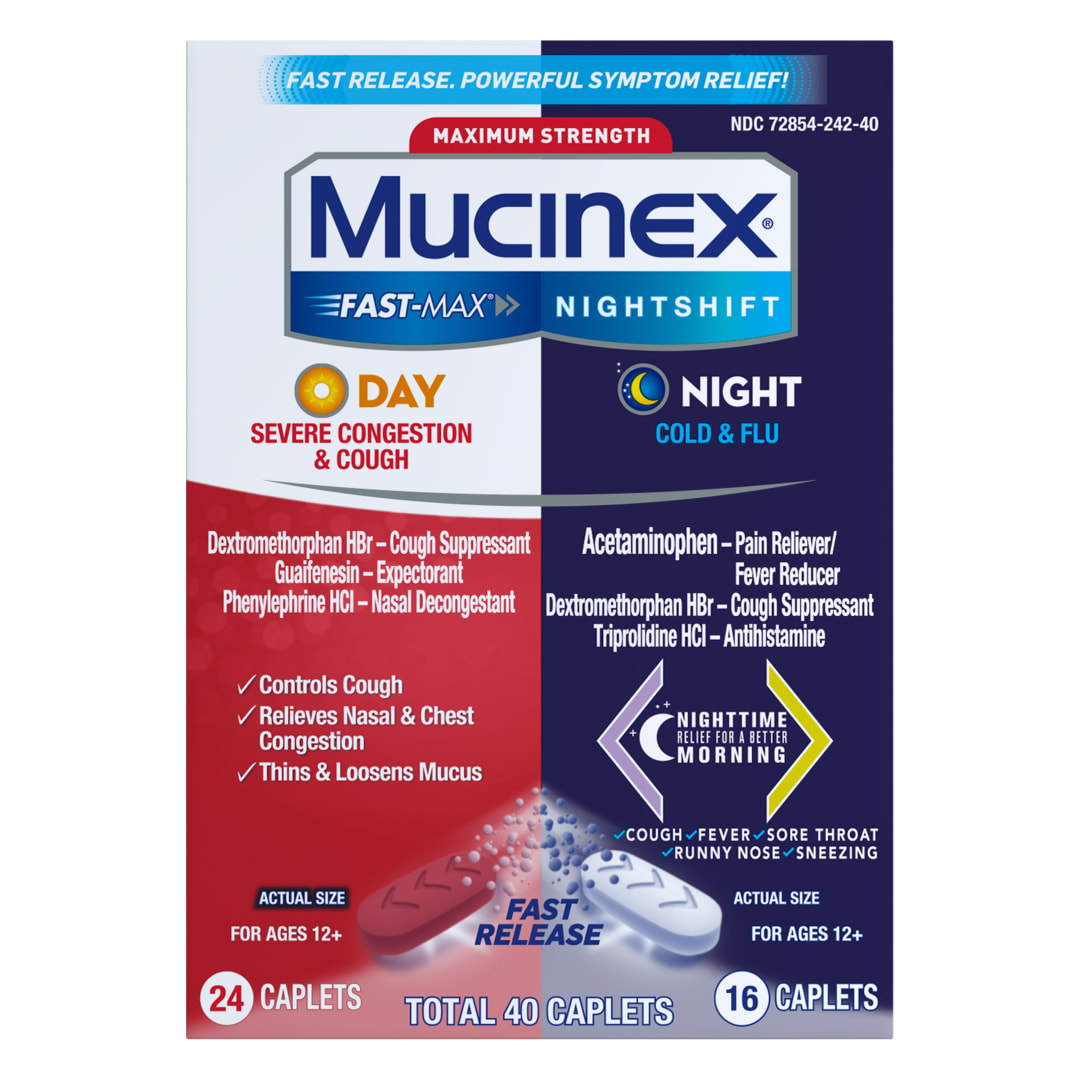 MUCINEX® FAST-MAX® Day Severe Congestion & Cough & Nightshift® Night Cold & Flu Caplets - 24/40 ct.
