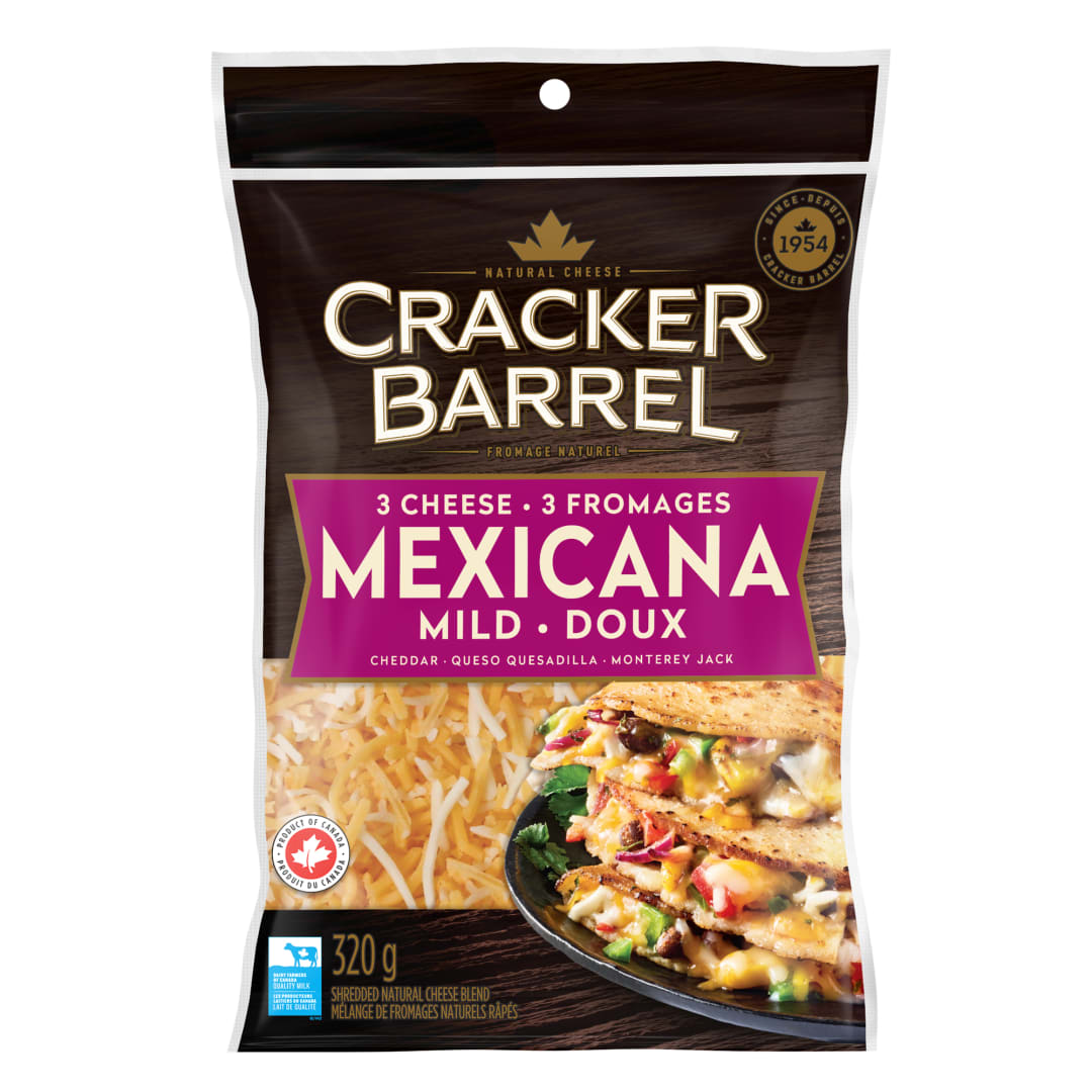 Cracker Barrel 3 Cheese Mexicana Mild Shredded Cheese, 320g